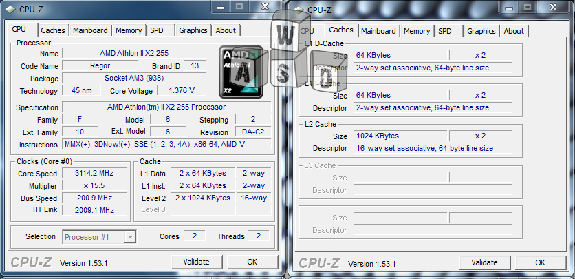 AMD Athlon 2 X2 255 CPU-Z