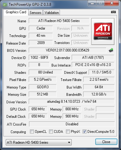 Powercolor Radeon HD5450 echipata cu memorie GDDR3