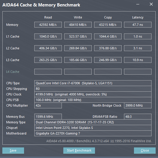 AIDA64 Intel Core i7 6700K